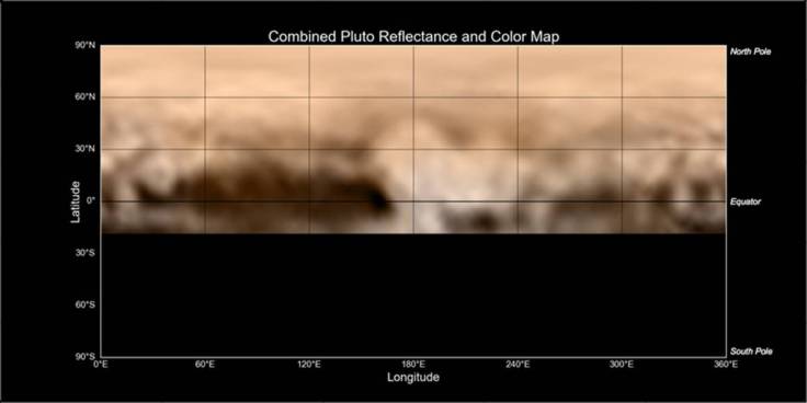 New Horizons' Map of Pluto: The Whale and the Donut Share on facebook Share on twitter Share on google_plusone_share Share on pinterest_share More Sharing Services Map of Pluto, made from images taken by the LORRI instrument aboard New Horizons 